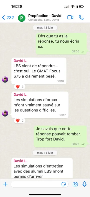Capture WhatsApp d’un étudiant Prepfection 3