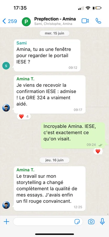 Capture WhatsApp d’un étudiant Prepfection 4