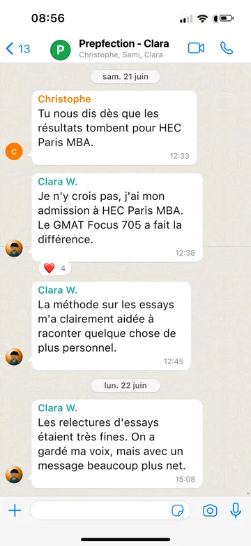 Capture WhatsApp d’un étudiant Prepfection 7